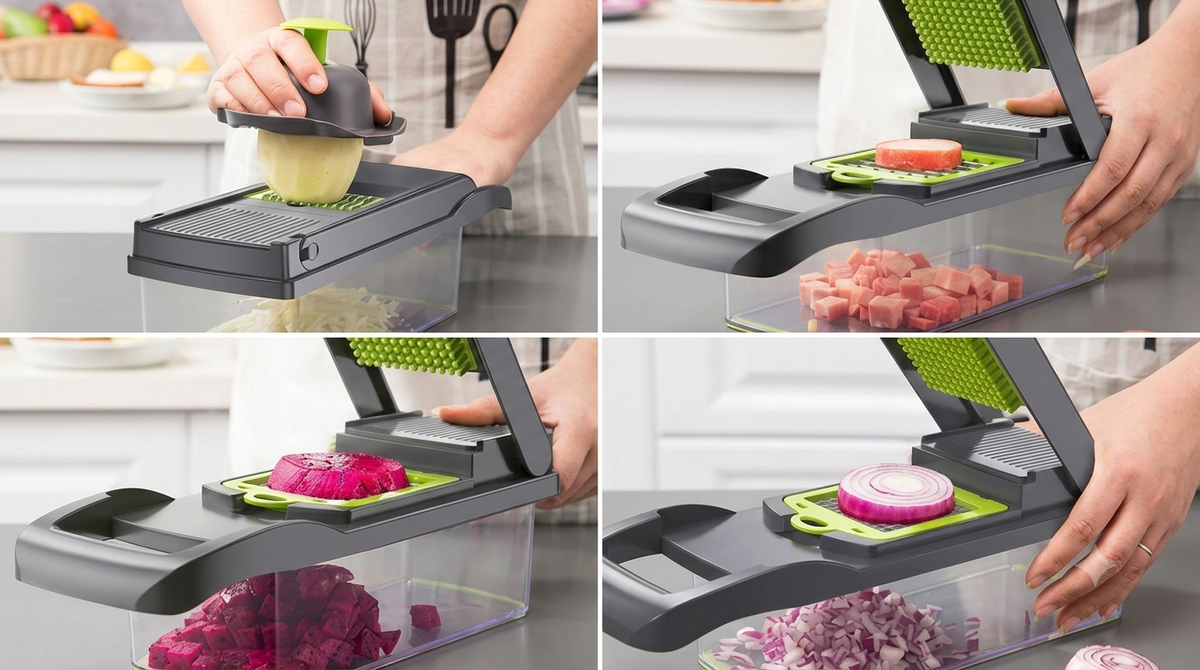 Vegetable Cutter - Multifunctional Slicer, Chopper, Dicer, Peeler & Kitchen Tool - Salad Maker - Vegetable Slicer for Kitchen