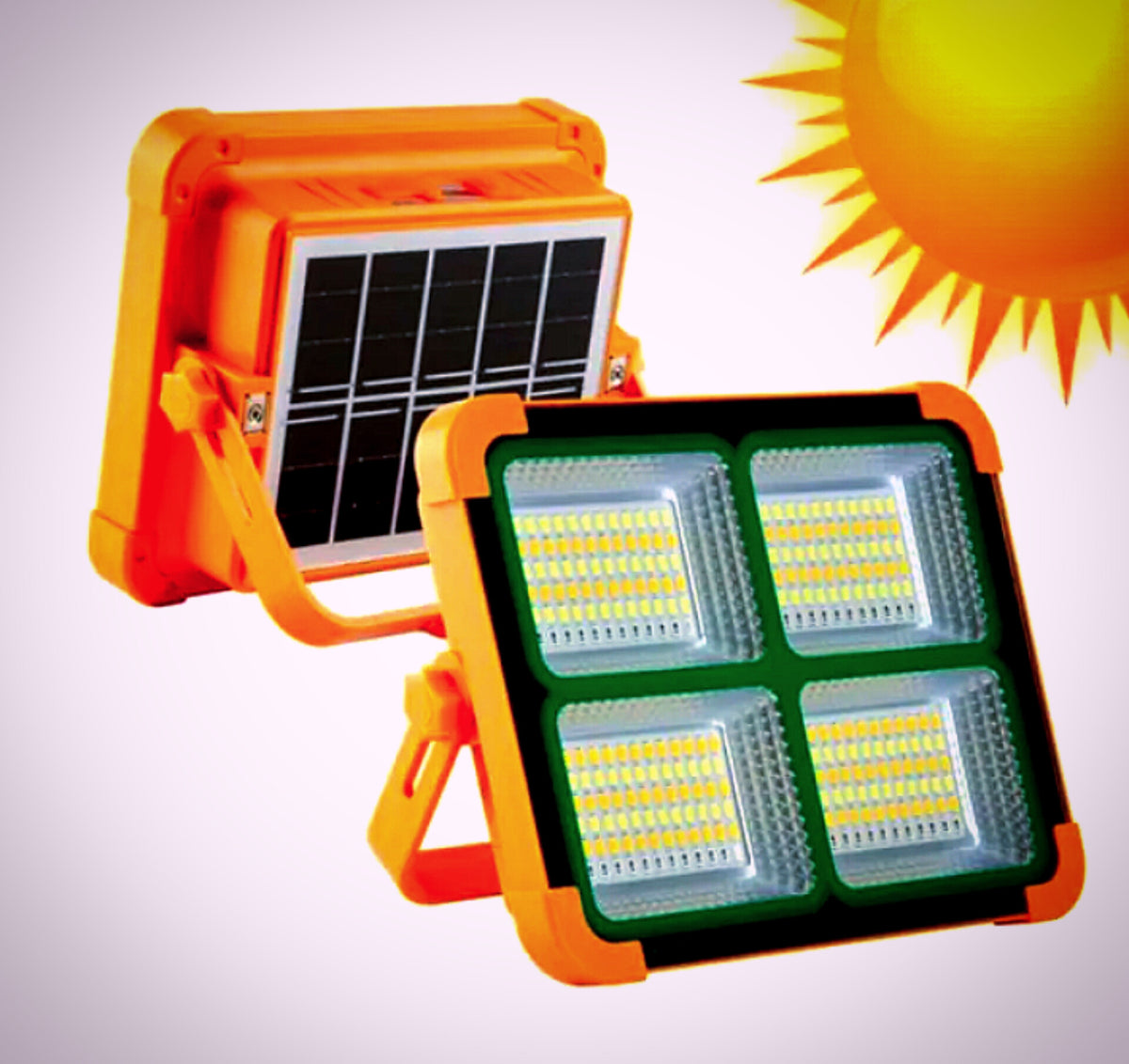 100W Rechargeable Solar Light - Solar LED Flood Light, Camping Light, LED Construction Site, Outdoor Waterproof Flood Light, Street & Warehouse Lamp, with Power Bank option