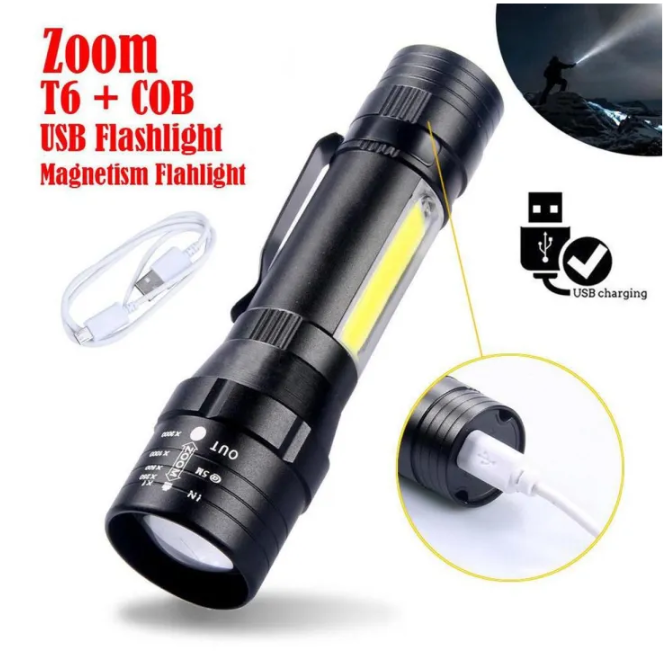 3 in 1 torch light, mini portable, USB chargeable torch